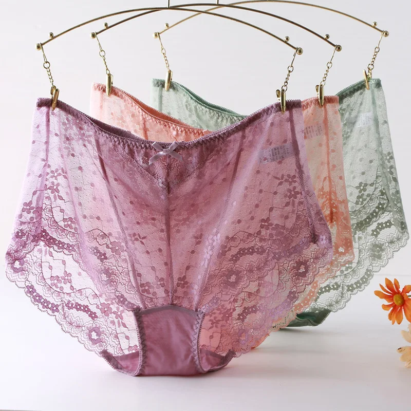 Mid High Waist Panties Briefs Underpants French Lace Cheeky Bikini for Plus Size Feather Light Contour Oeko Tex Cotton Gusset
