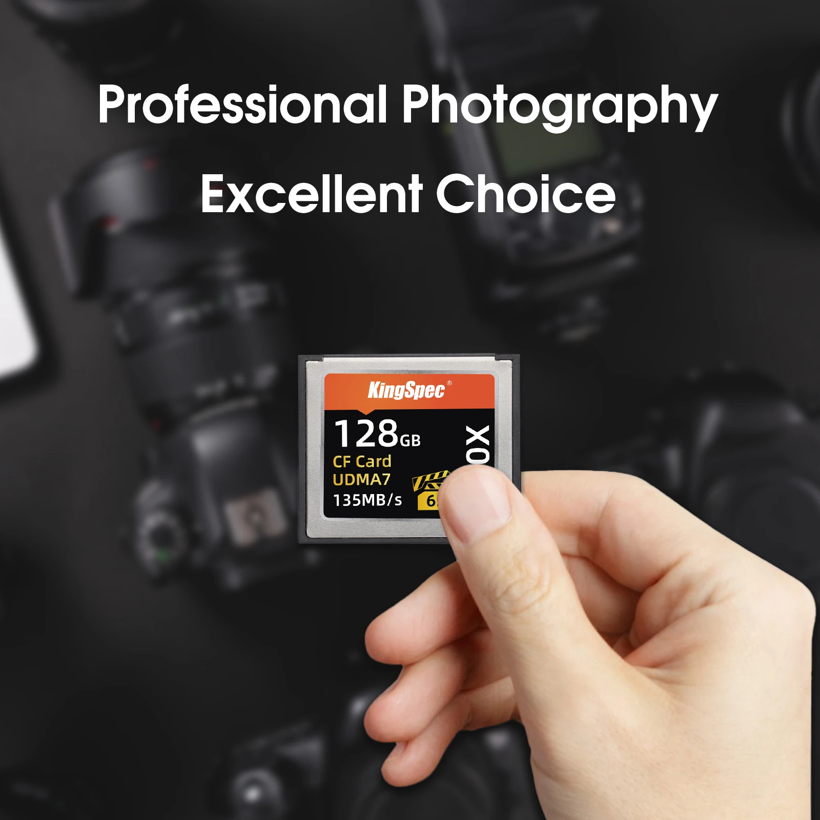 KingSpec Compact Flash Card CF Card 64GB 128GB Memory Card Flash Card 135MB/s Memory Card For Full HD 3D 4K Video Camera