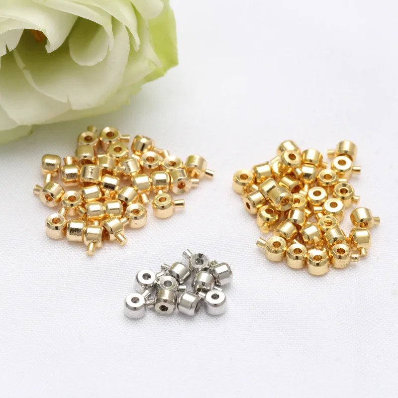 

20pcs 14k/18K Gold Plated Round Crimp Beads Loose Rondelle Spacer Beads for Bracelet Jewelry Making Charms Accessories