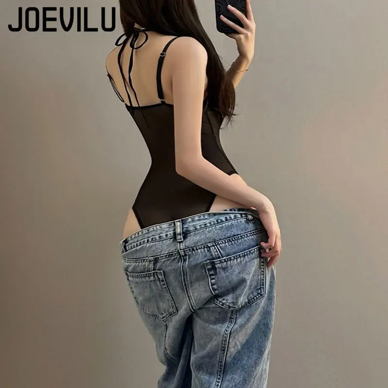 French Chic Lace Halter Neck Bodysuit Cut Out Sexy Lace Trim Padded Tops Y2K Aesthetic Tee Summer Sleeveless Hollow Out Outfit