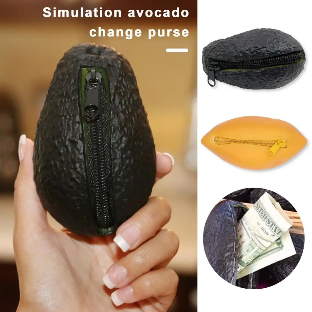 

Avocado Shape Coin Purse Zipper Closure Handbag Small Storage Bag Party Street Dating Commuting Travel Wallet PVC Coin Holder