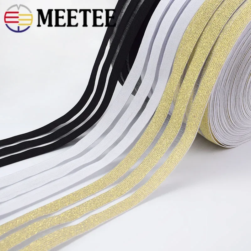 5/10Meter 5cm/9cm Gold Silver Glitter Transparent Elastic Band Webbing DIY Pants Waist Belt Rubber Bands Sewing Accessories