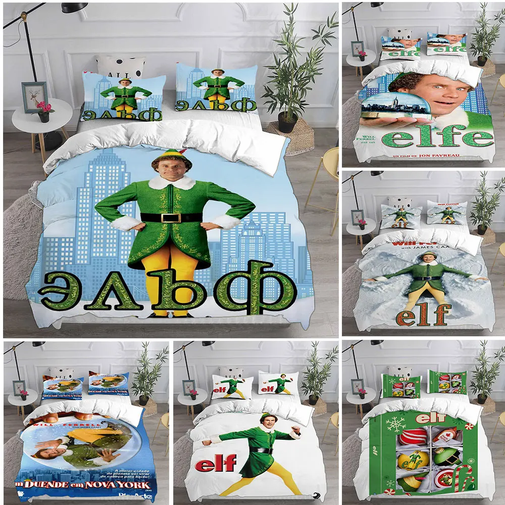 Christmas Elf (2003) Bedding Sets Bed Cover Comforter Duvet Cover Pillow Case 2-3 Pieces Sets Kids Adult Bedroom Decor