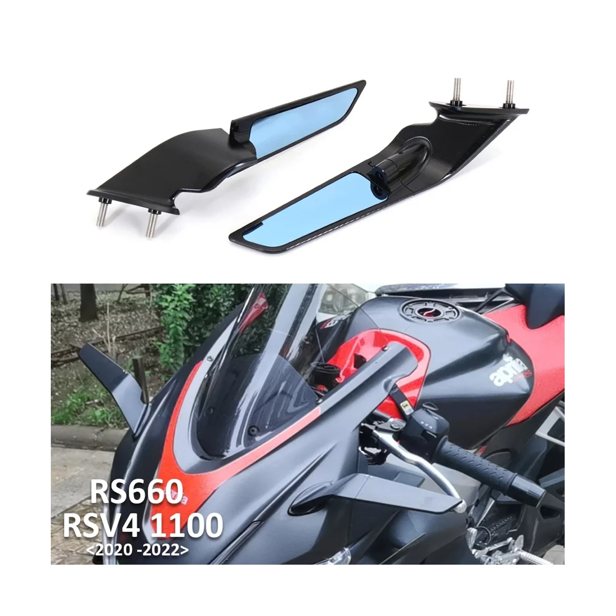 Motorcycle Wing Mirrors Adjustable Rotating Rearview Side Mirror for Aprilia RS660 RSV4 1100 2021 2022