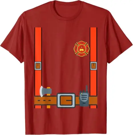 Feuerwehrmann Halloween DIY Feuerwehruniform Lazy Kostüm Anzieh-T-Shirt Y2k Fantastisches Feuerwehrmann-Grafik-T-Shirt Persönlichkeits-Streetwear – Detail 20
