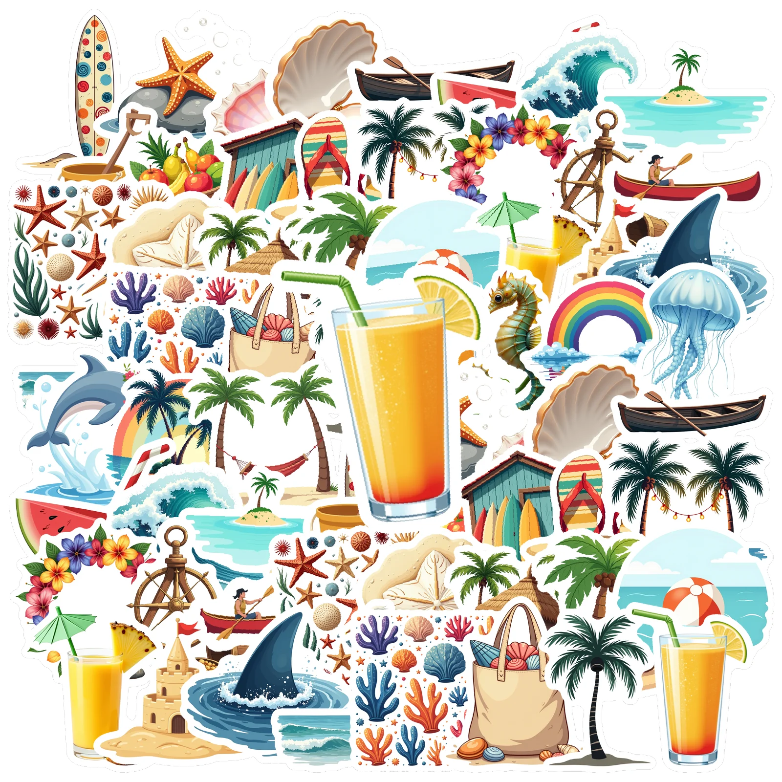 35-70 قطعة ملصقات الشاطئ الجزيرة الاستوائية الصيف السفر Diy بها بنفسك الأمتعة الغيتار الثلاجة المحمول الكتابة على الجدران ملصق القرطاسية المدرسة #2