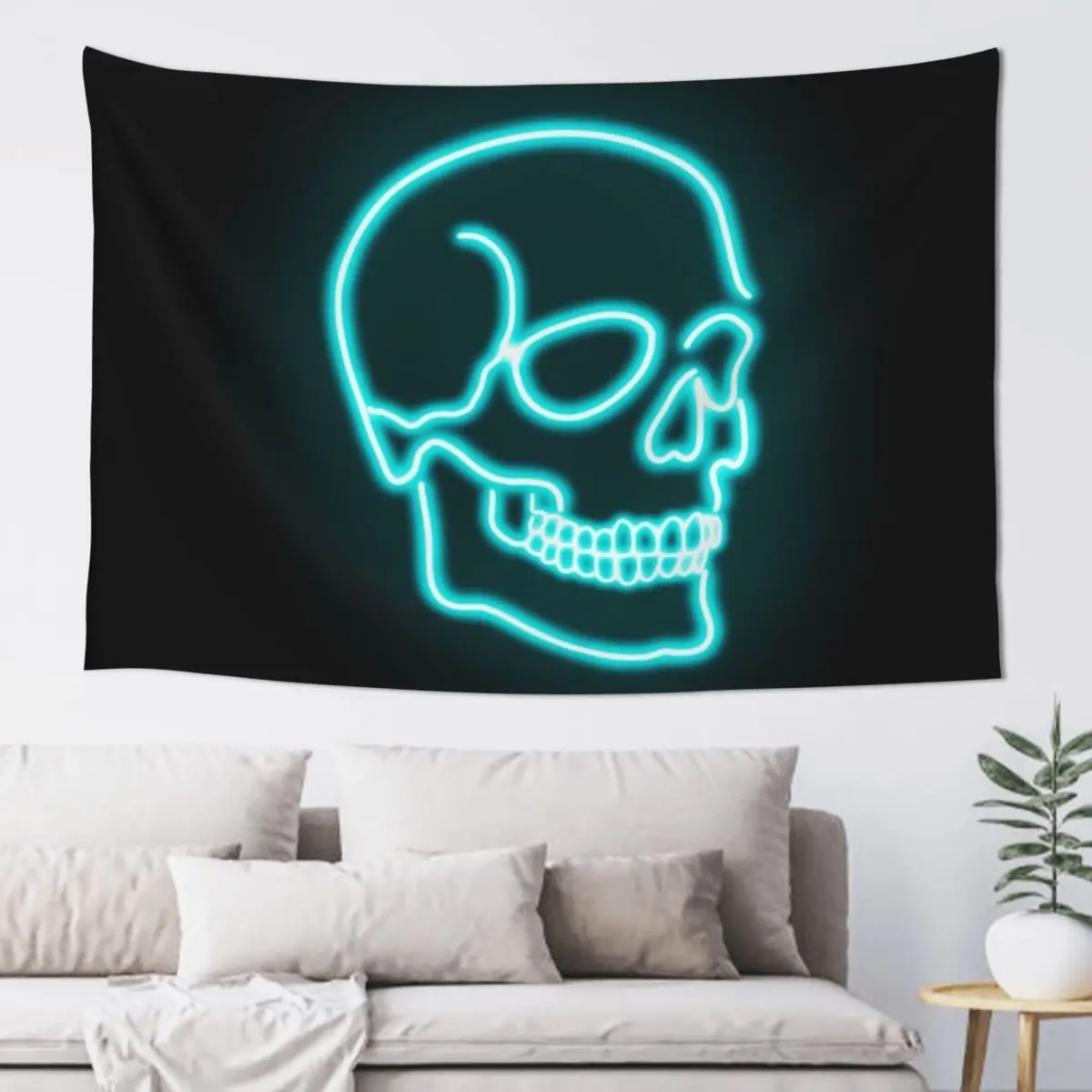 

Blue Skull Neon Sign Tapestry Cute Room Decor Bedroom Decorations Things To Decorate The Room Tapestry