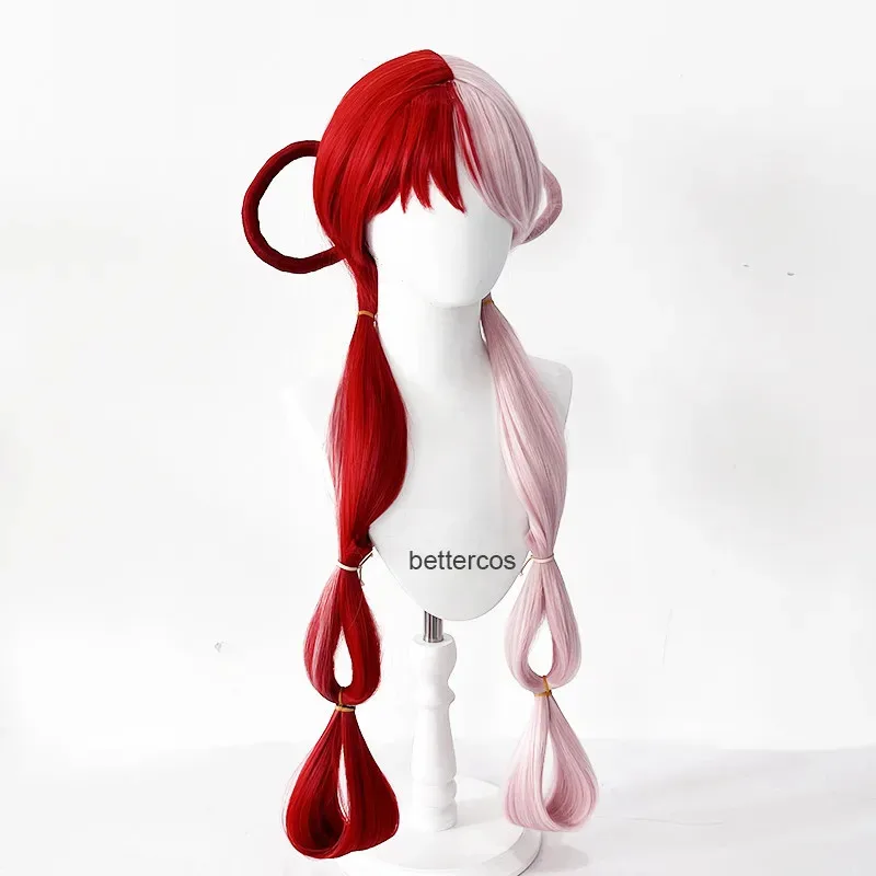 SS23Uta Anime Uta rojo rosa pelo resistente al calor accesorios para auriculares de Halloween mujer chica Cosplay + gorro de peluca