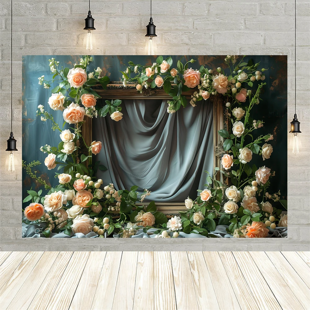 Wedding Flowers Wall Bride Photo Photographic Backdrop for Photography Birthday Party Decor Background Studio Photo Booth Props