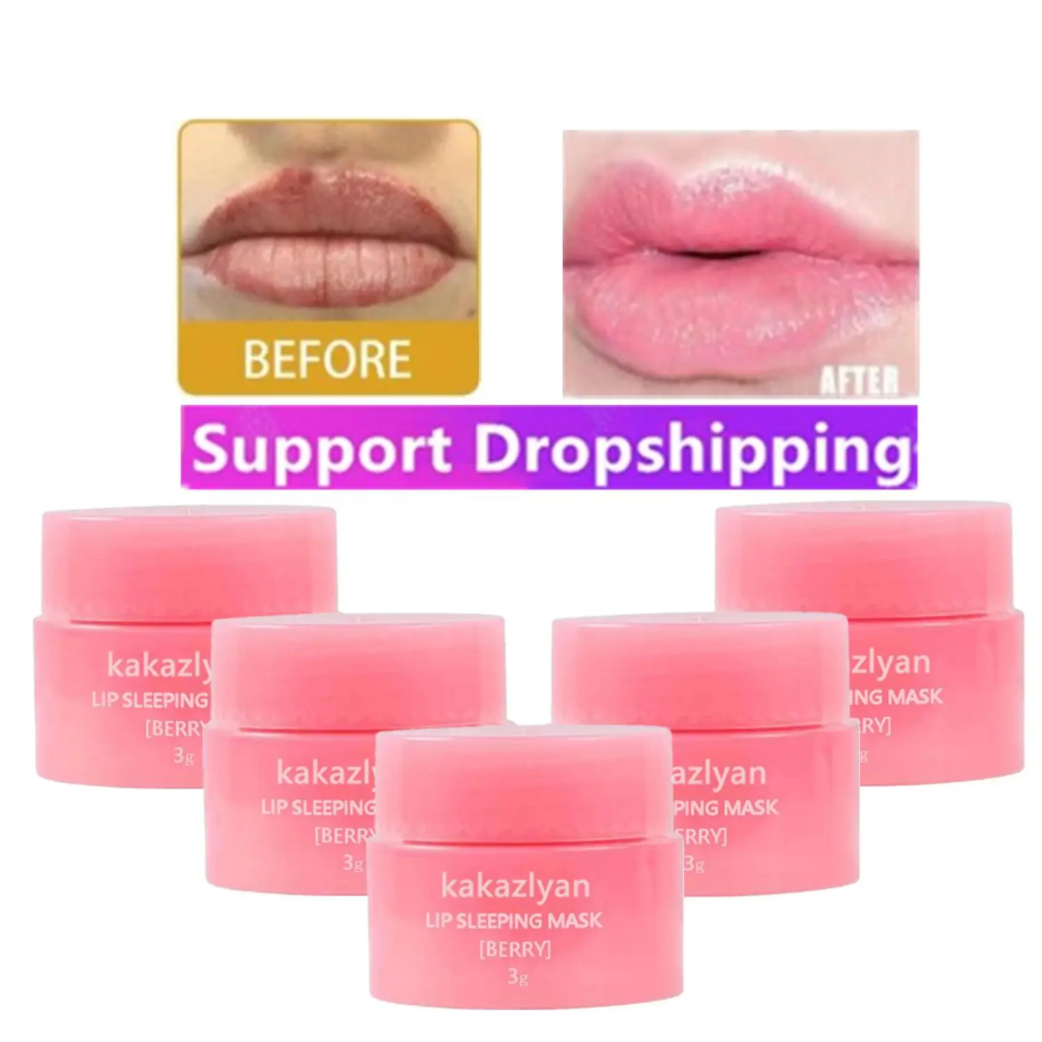 5pcs/LOT 3g South Korea Lip Sleep Mask Night Sleep Maintenance Moisturizing Lip Gloss Bleach Cream Nourishing Lip Care Lip Balm