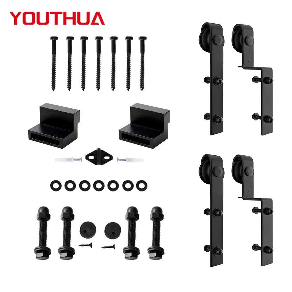 YOUTHUA Bypass Sliding Barn Door Hangers Roller Set Hardware Rollers & Accessories Barn Door Hangers Not Included Track