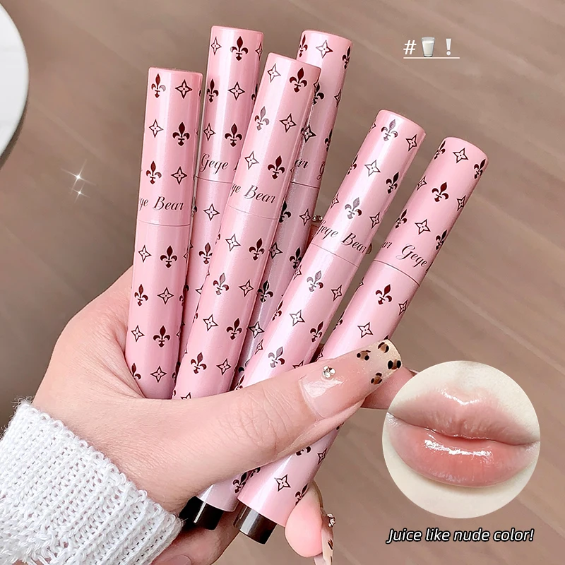 Gege Bear Brilho labial sólido derretido – veludo fosco, cor de pelúcia, à prova de transferência, bálsamo rechonchudo que não seco para lábios foscos cremosos