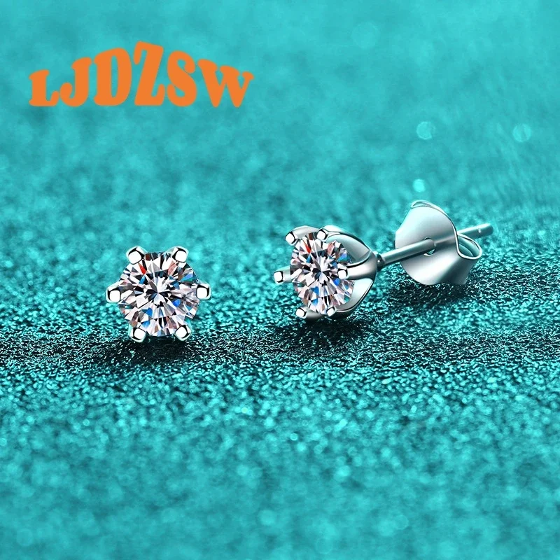 

Elegant 6 Prong Setting 0.5ct Moissanite S925 Sterling Silver Earrings Classic Luxury for Women Jewelry Wedding Anniversary Gift