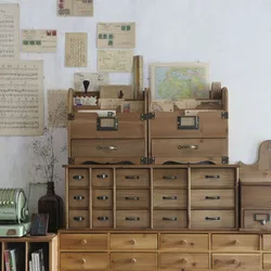 Handmade Wooden Document Filing Organizer Desktop Storage Holder Vintage Office Supplies