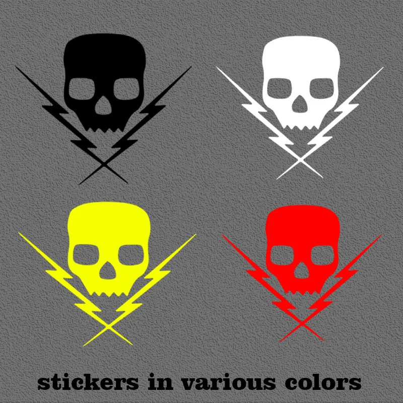 

Skull & Cross Lightning Stickers Waterproof Vinyl Decals Black White Yellow Red for Car Motorcycle Decor