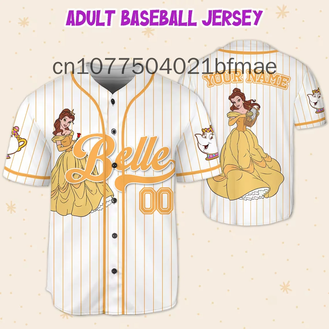 Summer New Disney Beauty and the Beast Baseball Jersey Disney Free Custom Name Men And Women Kids Short Sleeve Baseball Shirt