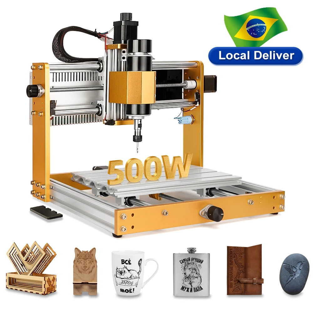 Máquina Roteadora Cnc 500w Máquina Cnc 3018 Pro Max Fresadora Totalmente Metálica para Corte de Escultura em Fibra Mdf Acrílica de Madeira