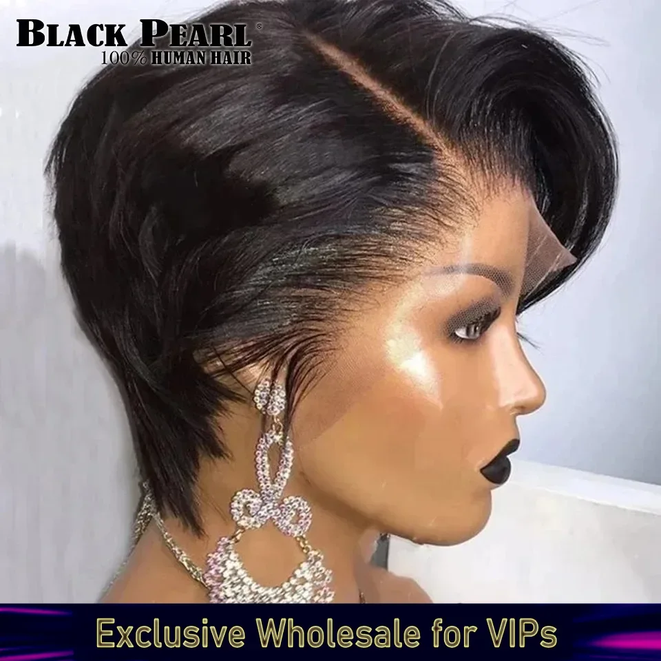 

Короткие парики из натуральных волос, стрижка пикси, прямые бразильские прозрачные прямые парики из человеческих волос Remy для чернокожих женщин