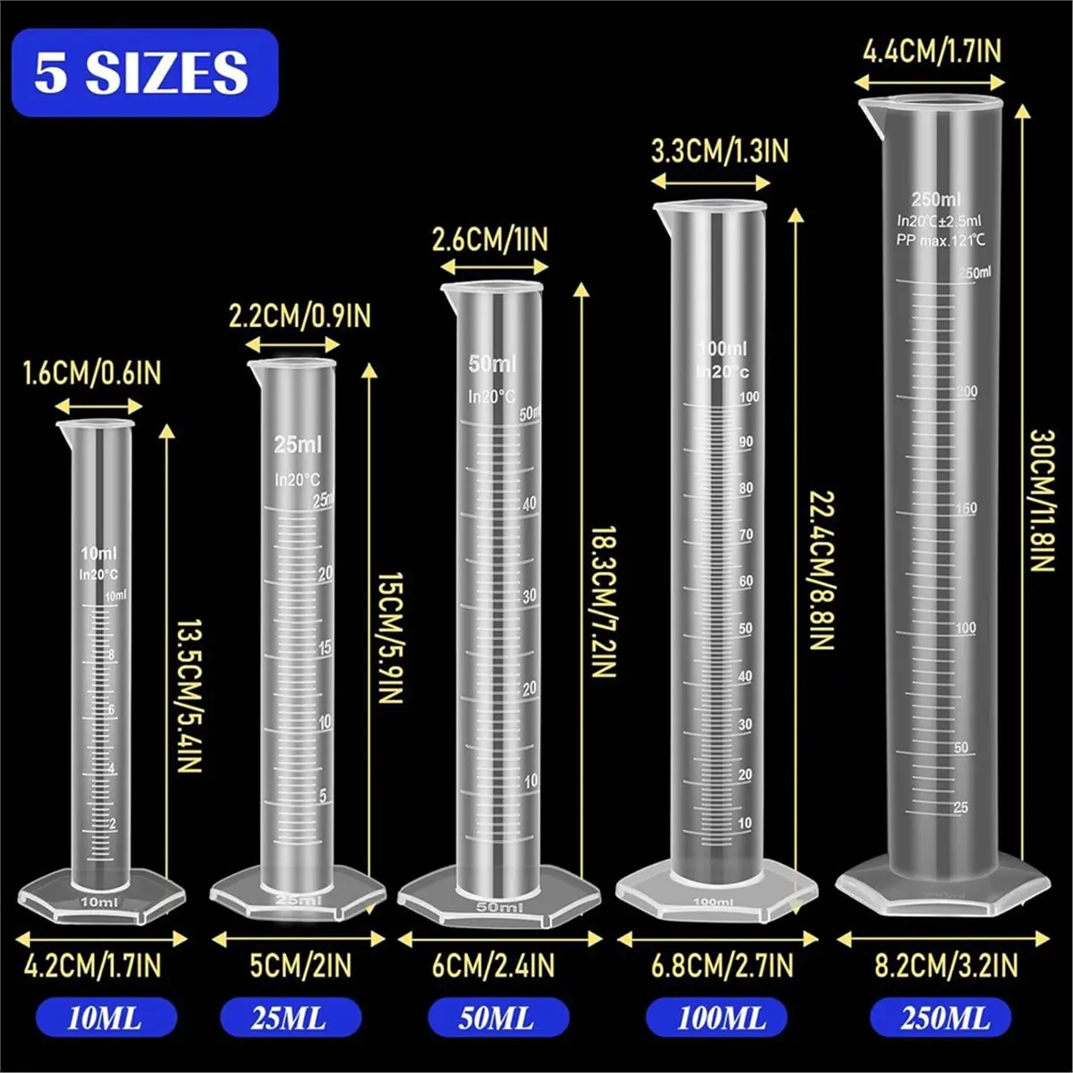 《TOP RATED》40 Pcs Plastic Test Tubes with Rack, Graduated Cylinders, Beakers, Flasks & Pipettes