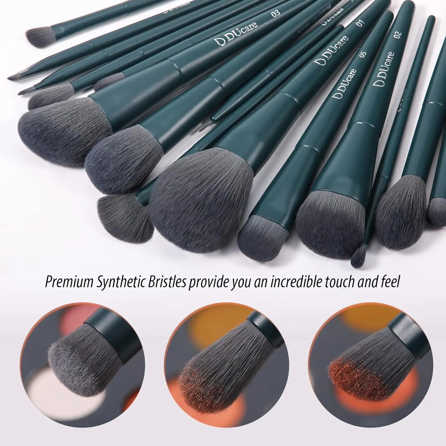 Set di pennelli per trucco DUcare 17 pezzi con tappetino per pulizia pennelli e spugna per trucco Cipria Ombretto in polvere Kit liquido Confezione regalo