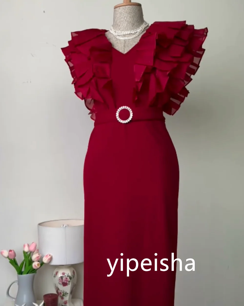 Vestido Midi clásico plisado con cuello en V, ropa de graduación, estilo moderno exquisito, Pastrol Unisex, estilo chino, Formal e informal