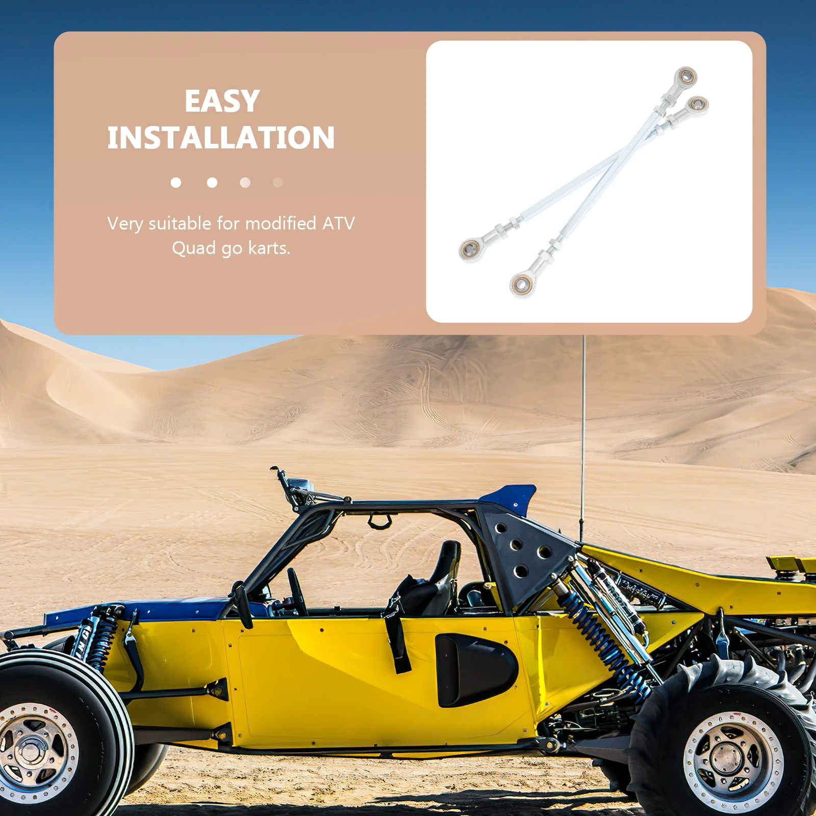 

2pcs Tie Rod Kit ATV Go Kart Steering Rods End Silver Quad Bike Accessories High Durability Long Service