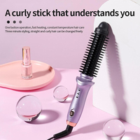 Ceramic Curling Iron Brush for Travel 3/4 Inch Heated Curling Brush Heated Tourmaline Ceramic Barrel for Short Long Hair