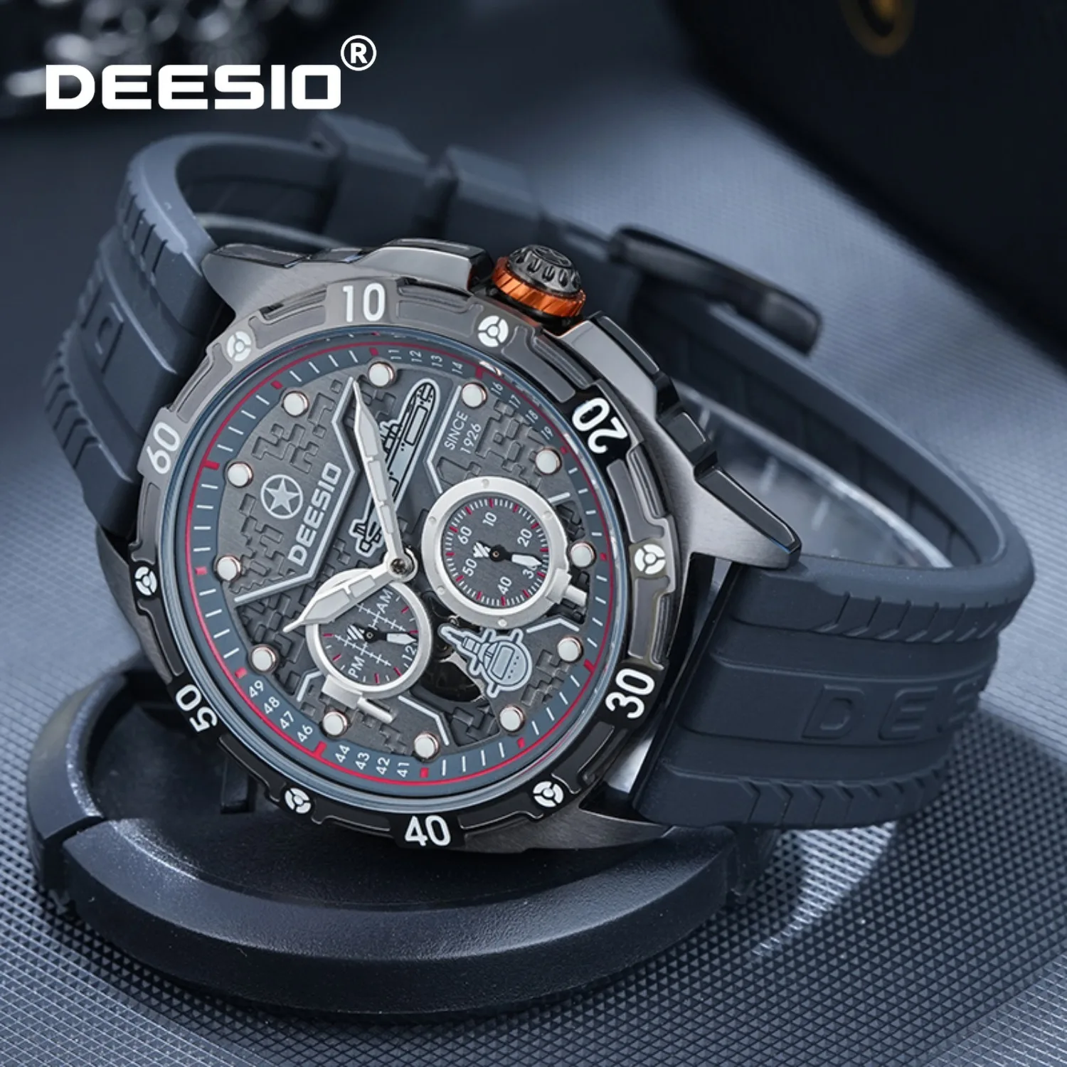 

Deesio Men's Automatic Watch Self-Wind Mechanical Stainless Steel 50m Waterproof Sports Military Style Casual Wristwatch Gift
