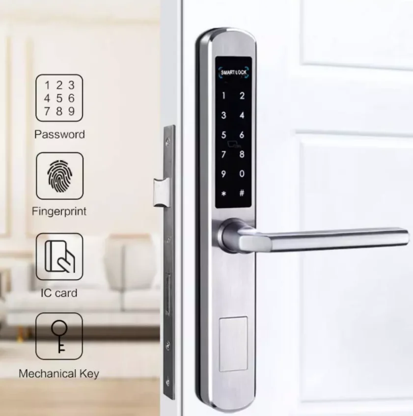 Double sides Password Smart Aluminum door lock Euro 3085 mortise ttlock card Pincode digital Door Lock for broken bridge Door