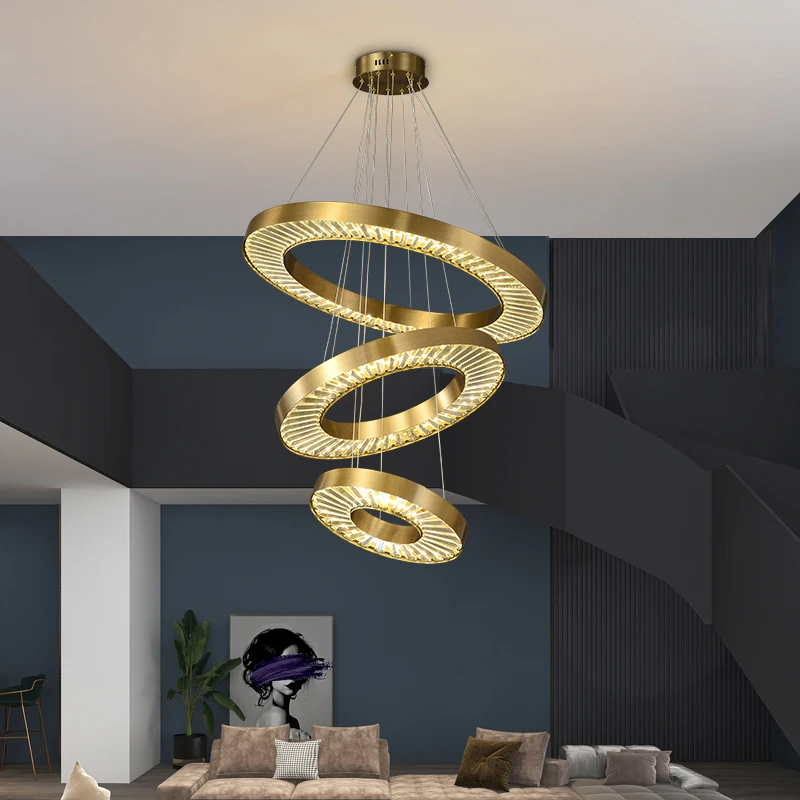 

Modern Lustre Crystal Led Chandeliers Lighting Living Room Decor Golden LED Round Chandelier Lamp Dining Room Hanging Light Fixt