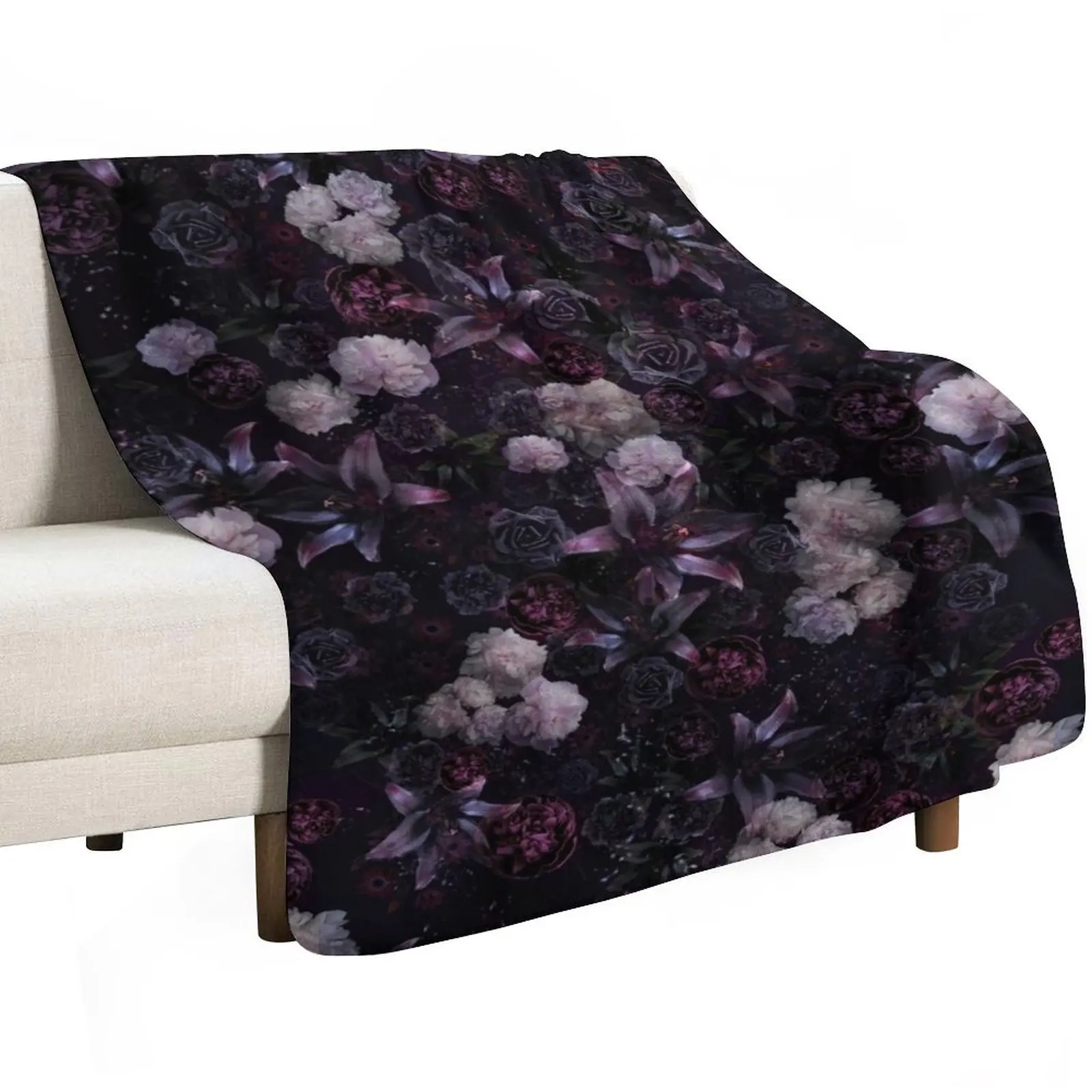 Midsummer Nights Dream #Dark Floral #Midnight #Black #Rose #Night Throw Blanket Polar manga Camping Luxury Designer Blankets