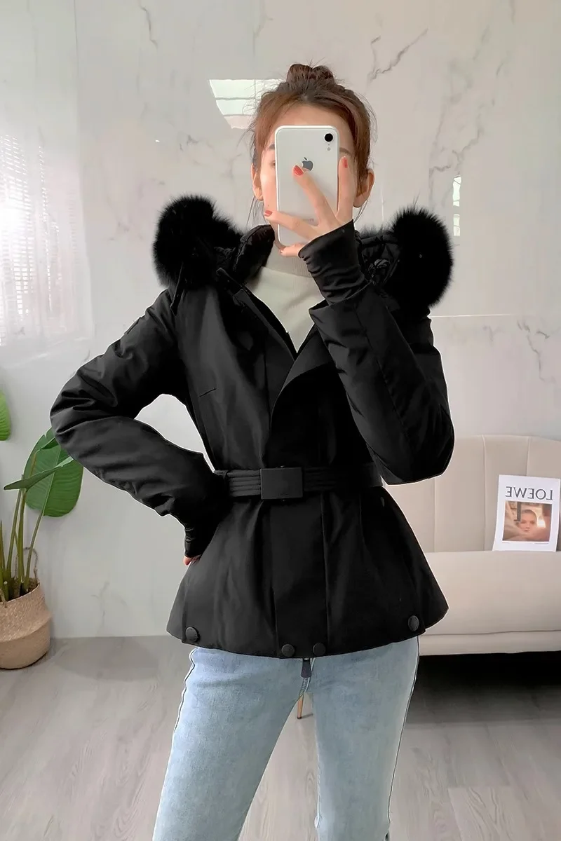 2025 Light Luxury New Autumn And Winter New Ladies Ski Clothes Coat Hooded Temperament Handsome Warm Wild Down Jacket