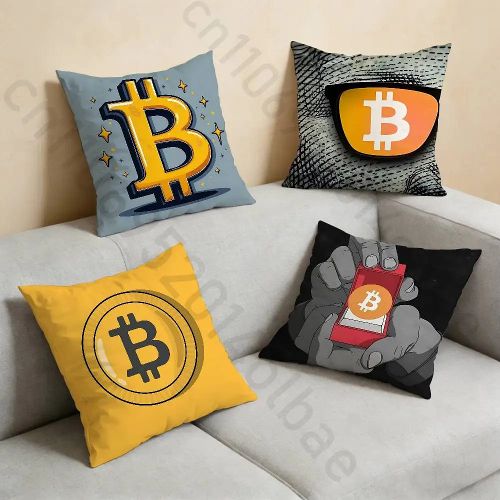 Bitcoin Cryptocurrency Btc pillowcase casual style decoration, suitable for home decoration (excluding pillow core)