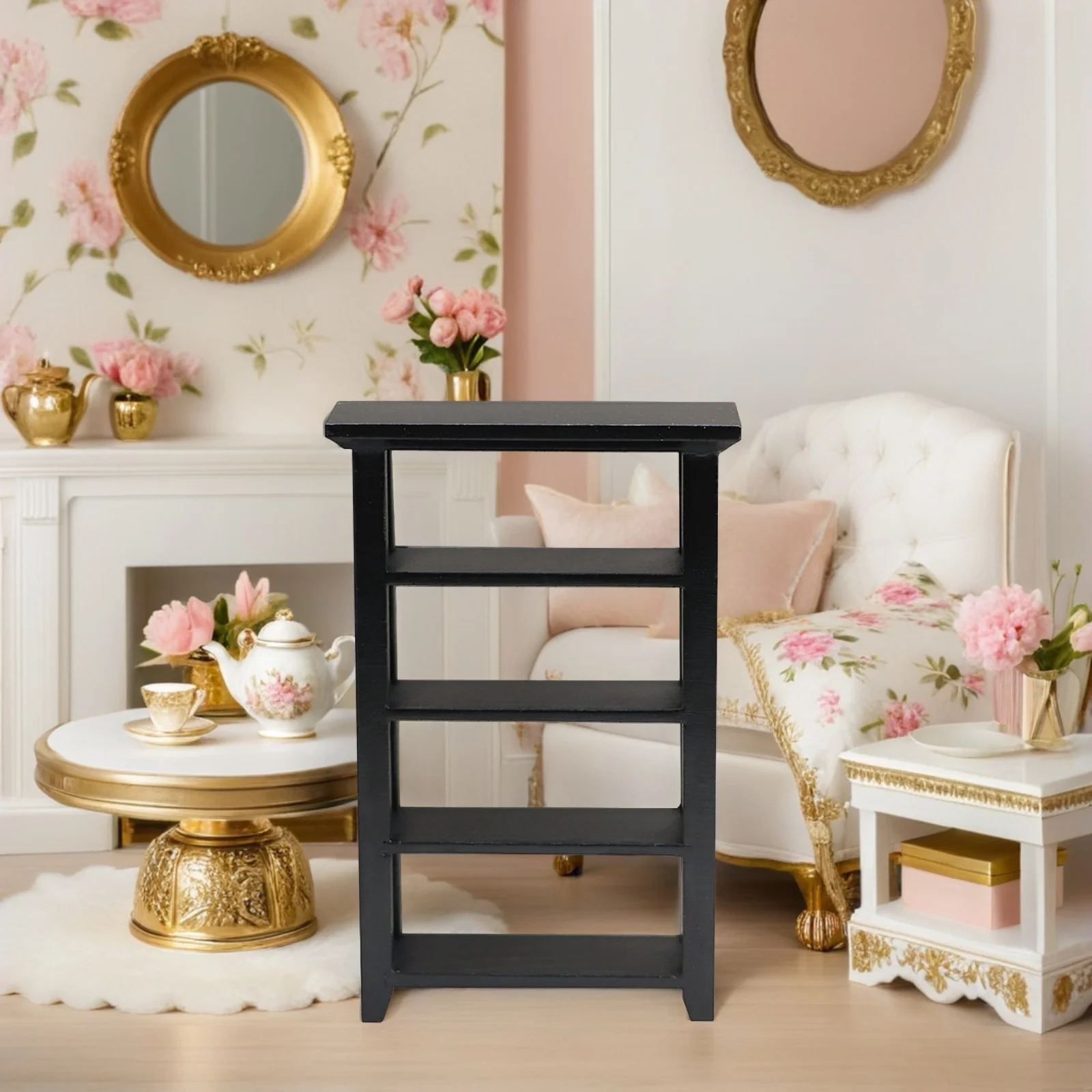 Simulation Book Shelf Mini Wooden Bookcase for Mini House Furniture Decor Colorful Life Scene Creation Premium Wood Material Use