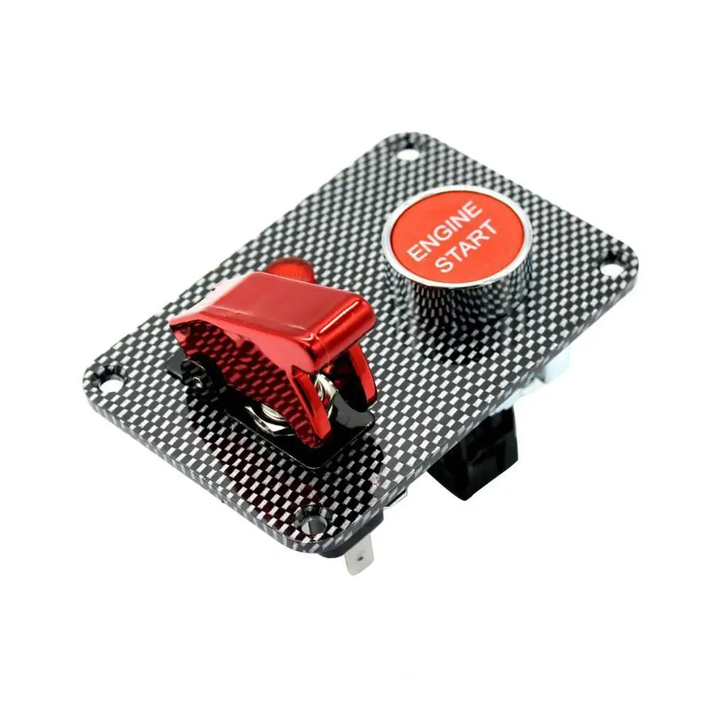 Toggle Switch ON OFF Panel Red Light Carbon Fiber Engine Start Button for Car Caravan Marine RV