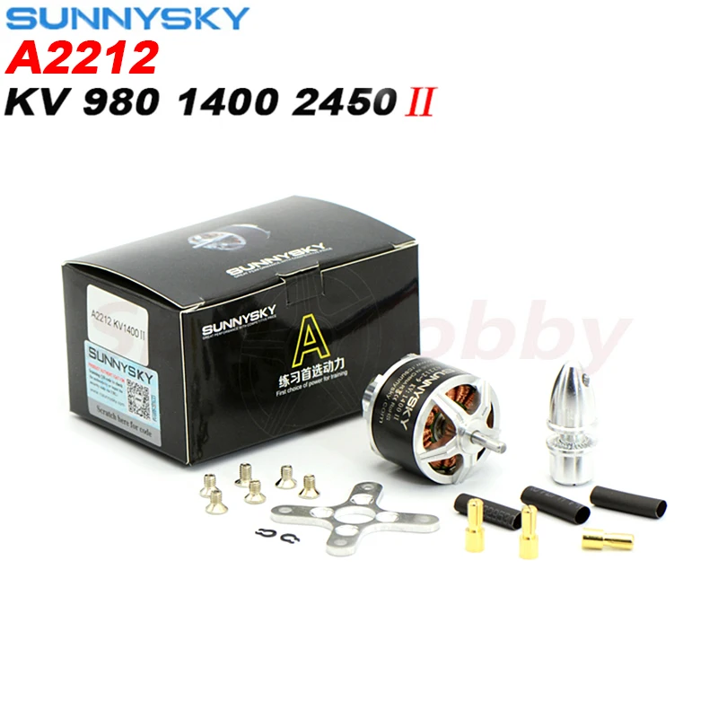 Sunnysky A2212 II 980KV 1400KV 2450KV Brushless Motor 3mm Shaft Suitable for 2~3S Battery Fixed-Wing Four-axis Multirotor Drones