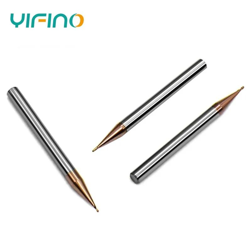 YIFINO HRC55 Tungsten Coated Steel Milling Cutter Small Diameter Ball Nose End Mills Carbide Machining Cutting Tools For Metal