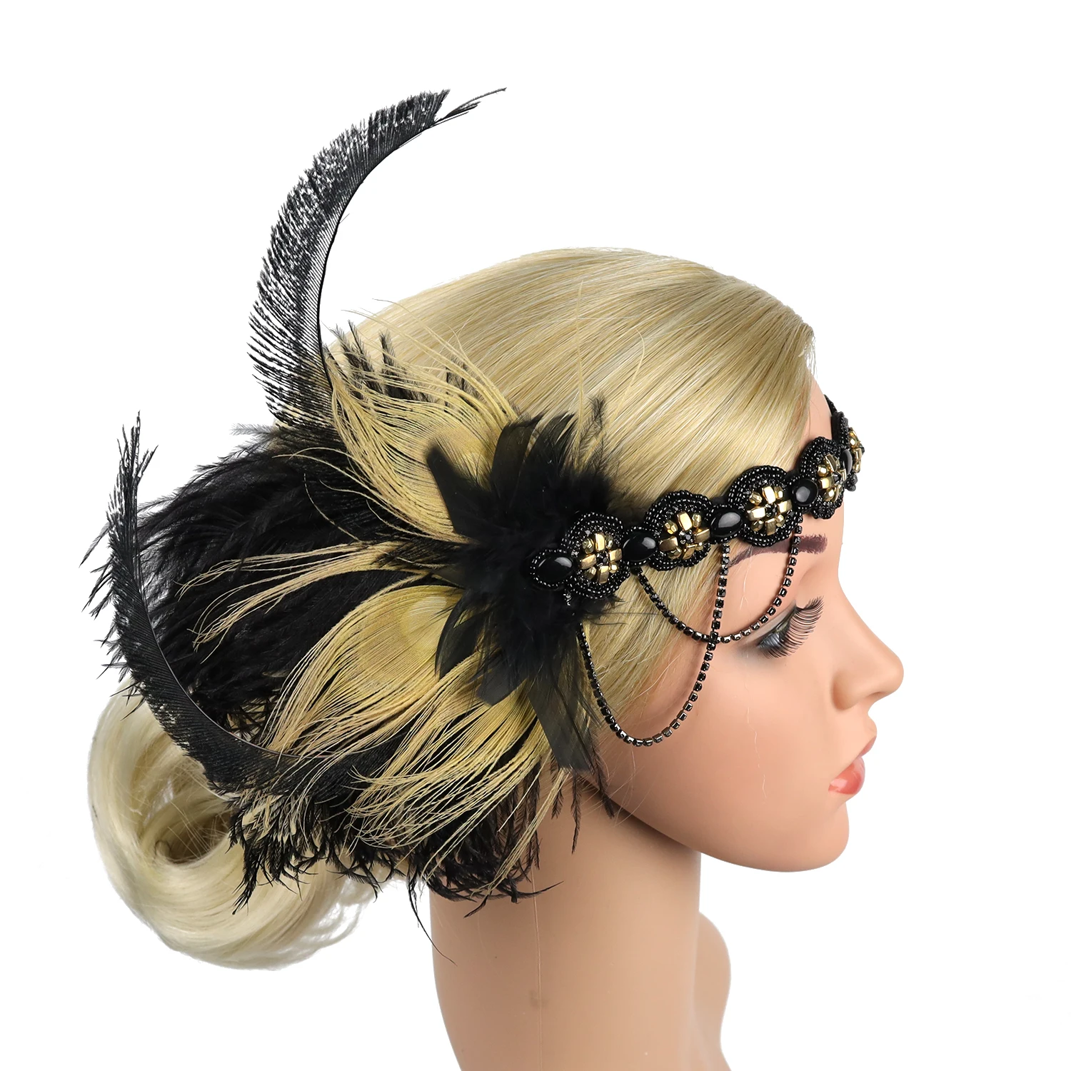 Art Deco Women 1920s Vintage Bridal Headpiece Costume Hair Accessories Flapper Great Gatsby Leaf Medallion Pearl Headband