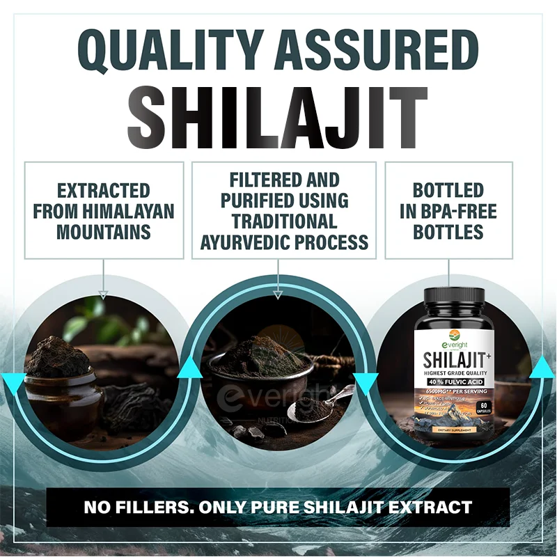 Shilajit Capsules 6500mg with 40% Fulvic Acid | Authentic Himalayan for Energy, Muscle Strength & Immunity, Endurance for Body