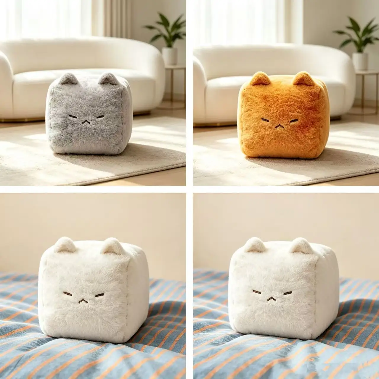 30cm simulation tofu three-dimensional sensory orange cat plush pillow cushion room decoration children's toys birthday gift