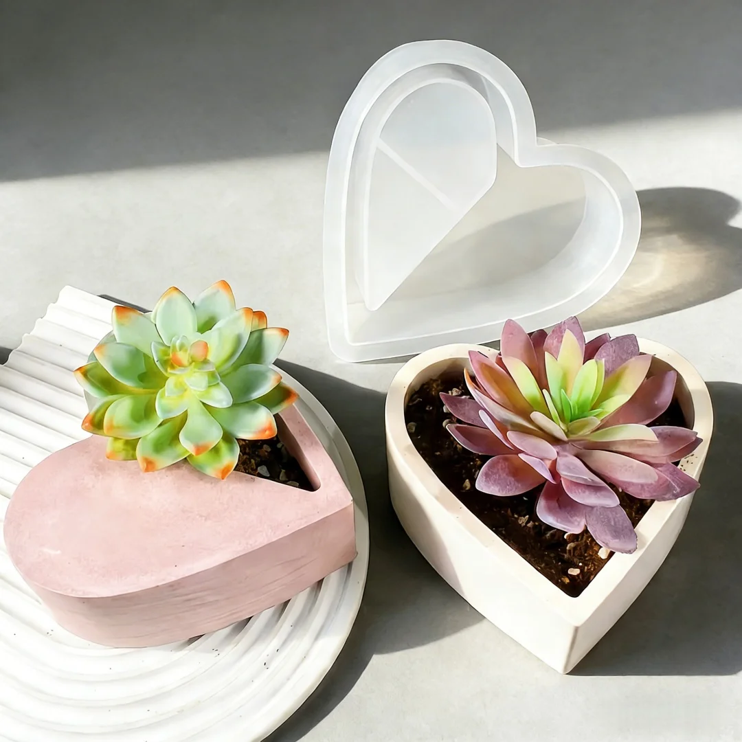 

Форма для свечей в виде сердца: гипсовая силиконовая форма, контейнер для свечей, гипсовый органайзер, цементный горшок для суккулентов, декор
