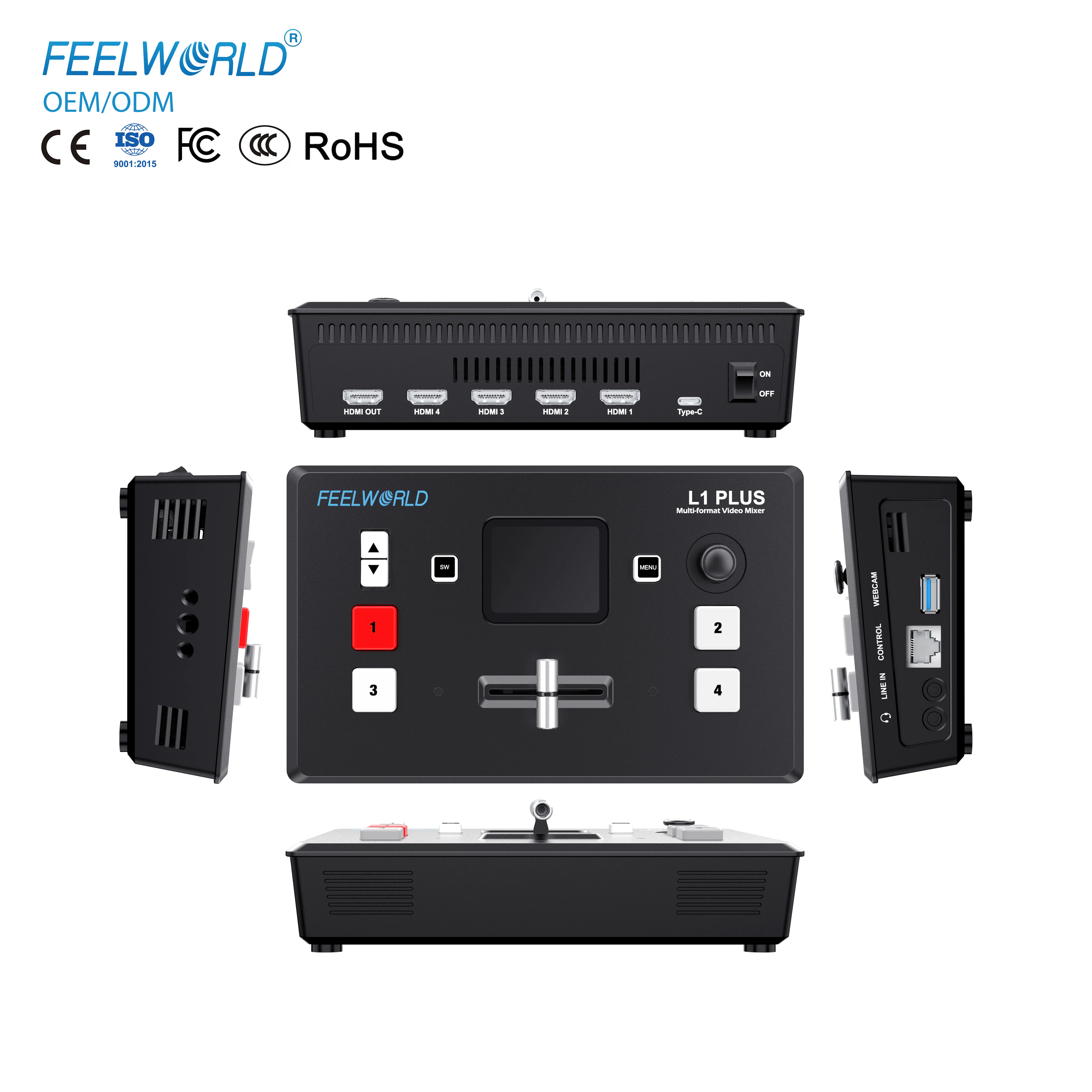L1 PLUS 4K Multi-Camera Video Mixer Live Switcher, HDMI Control USB3.0 Streaming