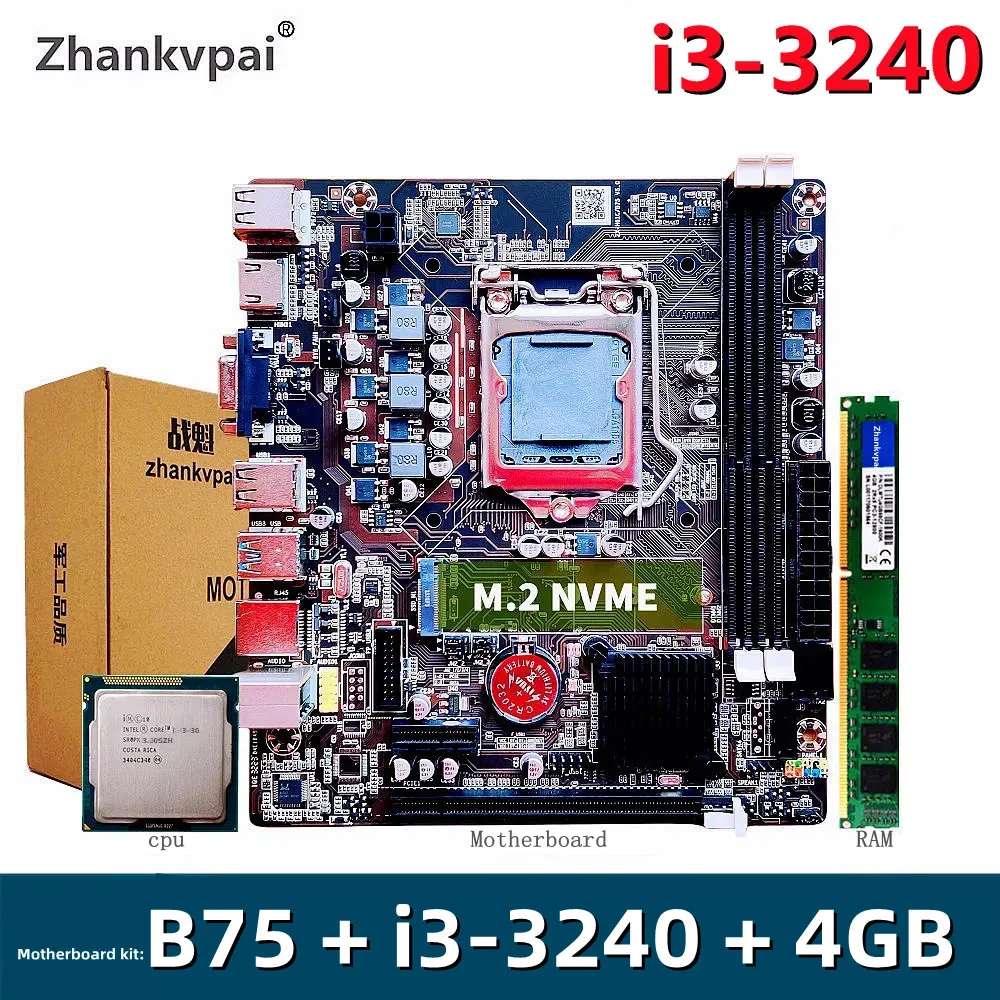 B75 Motherboard Intel Lga1155 Duo Core i3-3240CPU integrated Display 3.3GHZ 4GB DDR3   Desktop PC kit