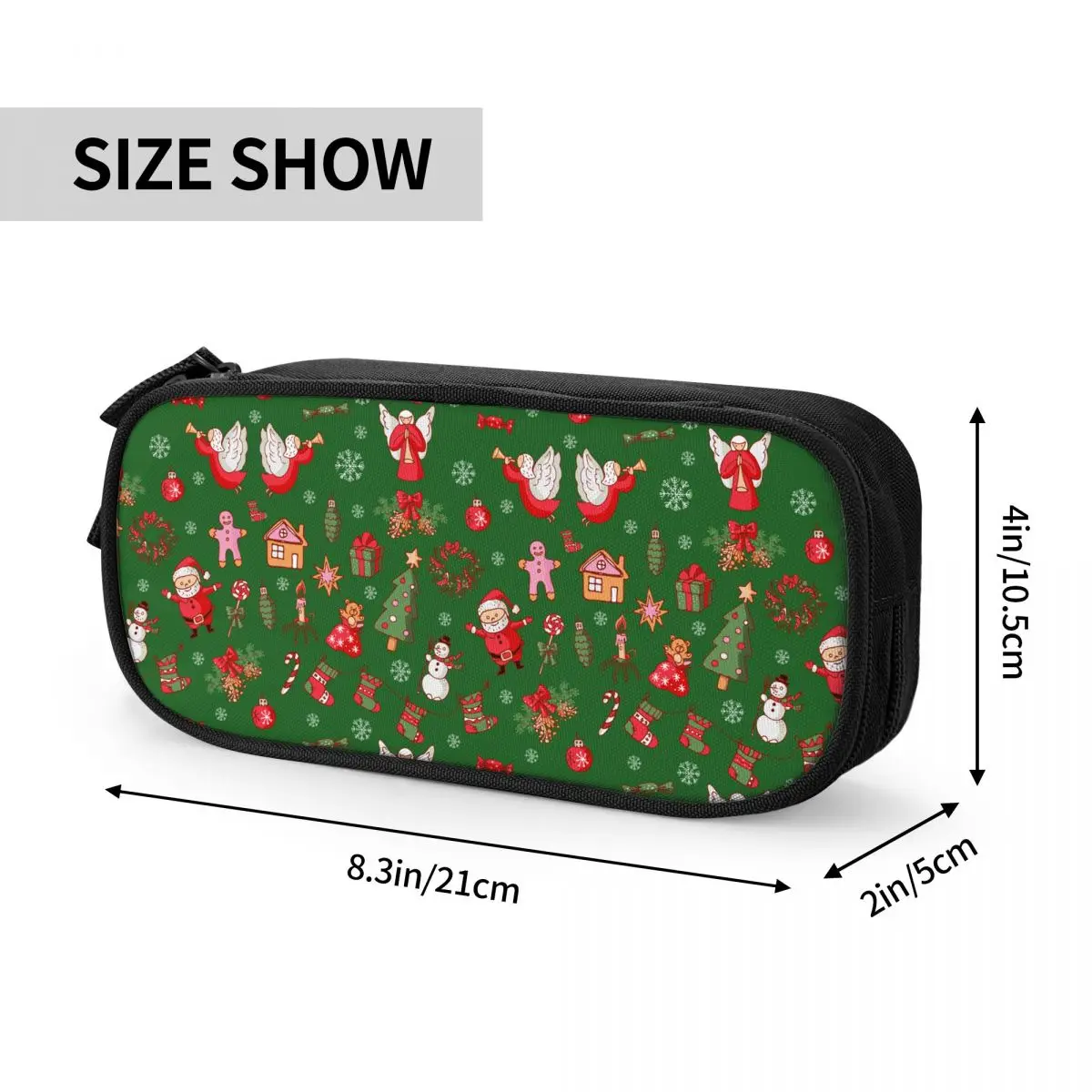 Cartoon Christmas Green Trees Pencil Cases Happy Xmas Pen Holder Pencil Bags Large Storage School Supplies Cosmetic Pencilcases