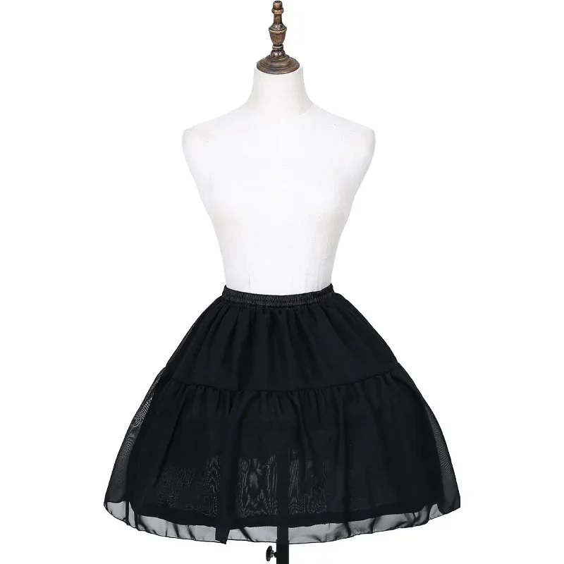 

Black 2-hoop Petticoats for Flower Girls Dresses Crinoline Chiffon Short Lolita Skirt Underskirt Vestido