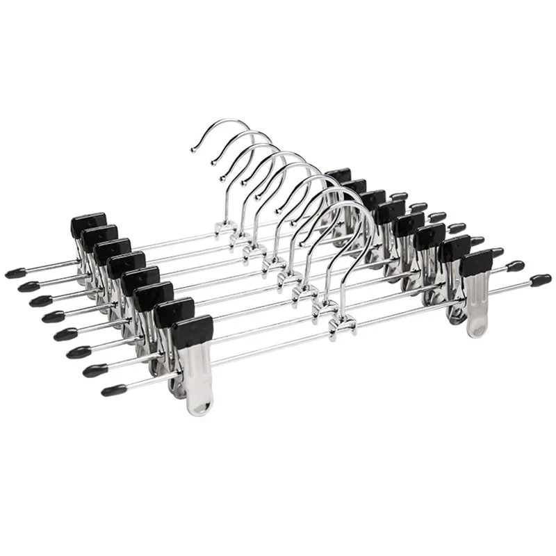 10 قطعة/الوحدة الشماعات للملابس مشبك من الفولاذ المقاوم للصدأ حامل شماعات السراويل تنورة طفل الملابس قابل للتعديل قرصة قبضة Traceless شماعات #5