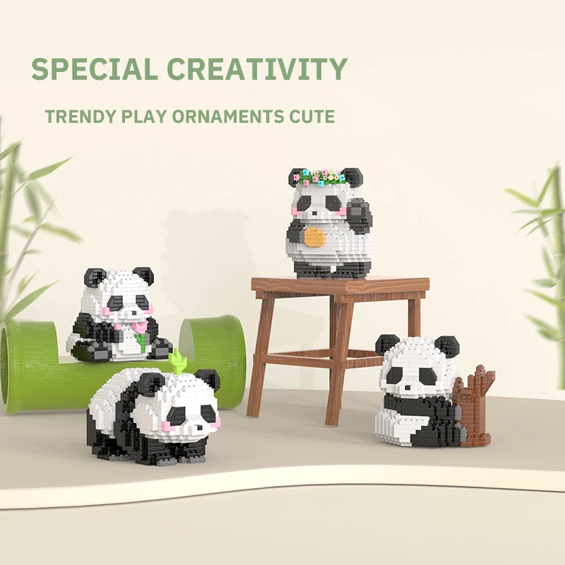 MINI Chinese Style Animal Panda Building Block Creative DIY Educational Toys Model Bricks Assemable Cute For Children Boy