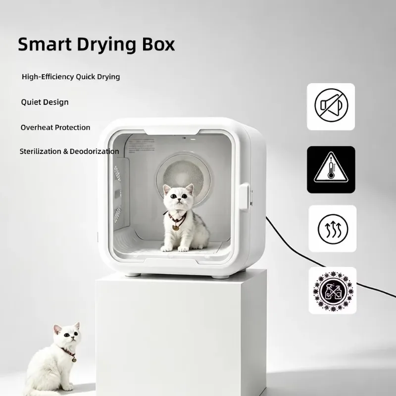Smart Collapsible Pet Dryer Box for Cats & Small Dogs, 800W, Quiet Operation, UV Sterilization, Negative Ion, APP Control