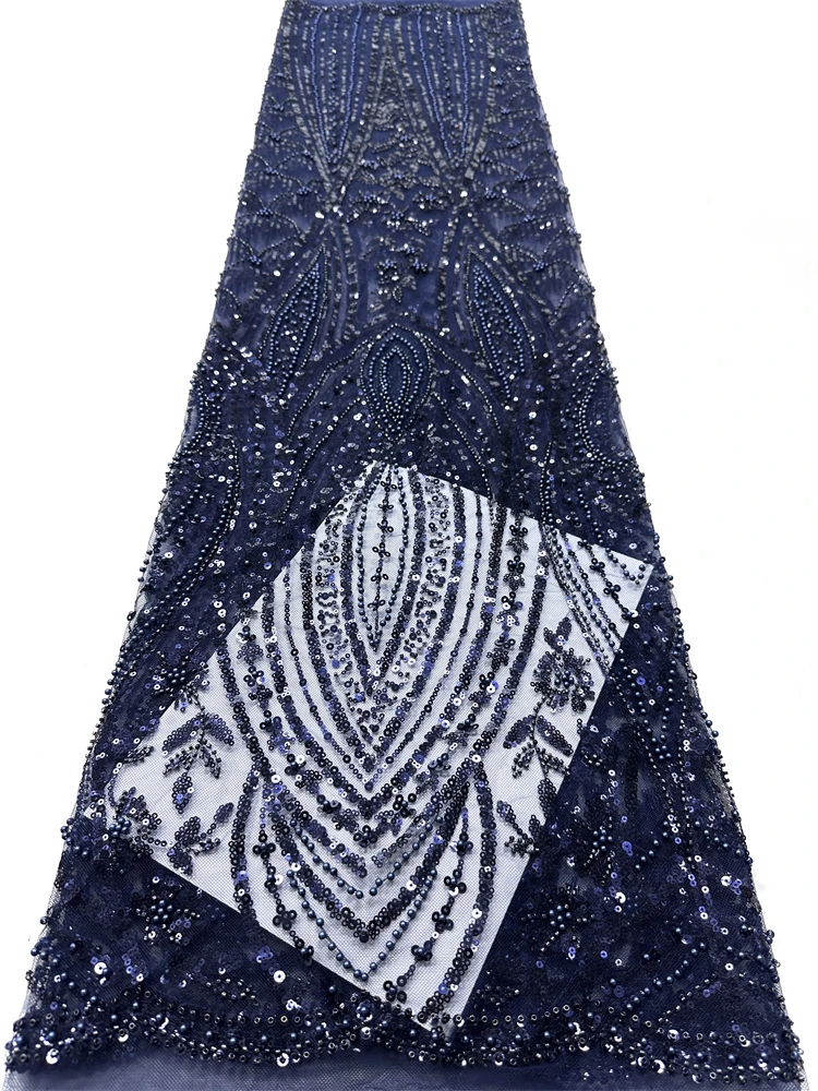 Luxury Sequins African Lace Fabric 2024 High Quality Nigerian Wedding Bridal Embroidery French Tulle Mesh Sewing 5 Yards ShiT