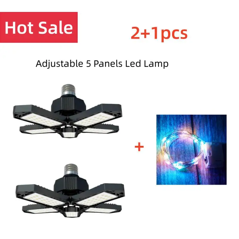 Lâmpadas LED para Garagem com Painéis Ajustáveis, Iluminação para Garagem, Shop Light, Super Bright, Parafuso E27, 40W, 60W, 80W, 10000LM, 2PCs